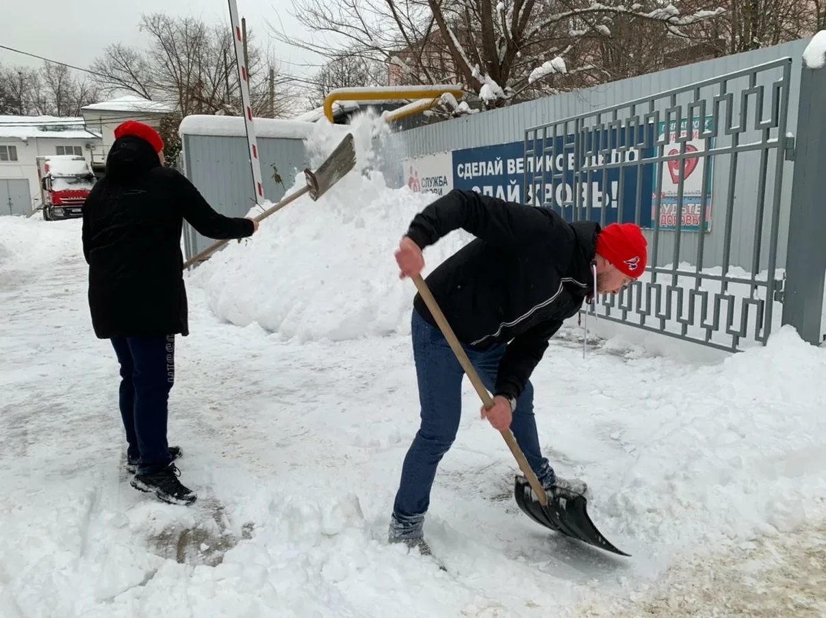 Уборка снега в саду